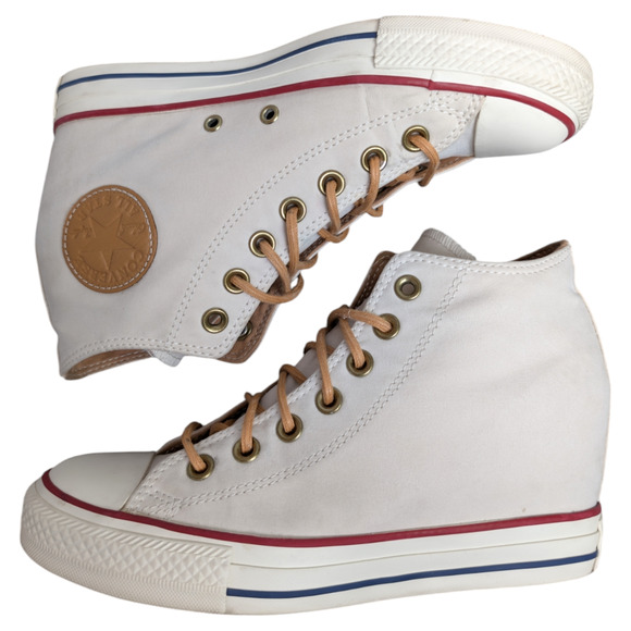 Converse 2016 CTAS Lux Mid Hidden Wedge Parchment Peached Canvas Sneaker 8 - Picture 12 of 13